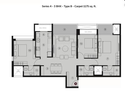 Image of 1586 Sq.ft 3 BHK Apartment / Flat for sale in Built Solitaire Kothrud, Kothrud, Pune for Rs. 22900000