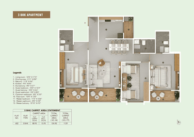 Image of 1017 Sq.ft 2 BHK Apartment / Flat for sale in Paradise, Wanwadi, Pune for Rs. 9200000