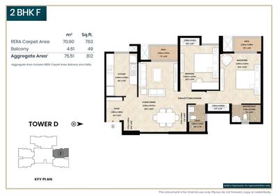 Image of 1012 Sq.ft 2 BHK Apartment / Flat for sale in Mahindra Vista Phase 2, Kandivali East, Mumbai for Rs. 28500000