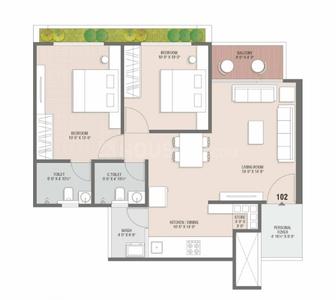 Floor Plan Image of 1458 Sq.ft 2 BHK Apartment / Flat for sale in Gota Ahmedabad for Rs. 7260000
