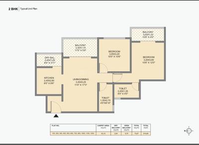 Image of 1105 Sq.ft 2 BHK Apartment / Flat for sale in Pyramid Parkland, Bhukum, Pune for Rs. 5200000