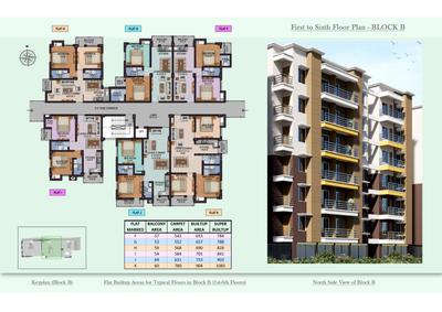 Floor Plan Image of 653 Sq.ft 2 BHK Apartment / Flat for sale in Bk Avishikta, Kharagpur West Medinipur for Rs. 2700000