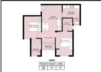 Image of 626 Sq.ft 2 BHK Apartment / Flat for sale in Chengalpattu, Chennai for Rs. 2875000