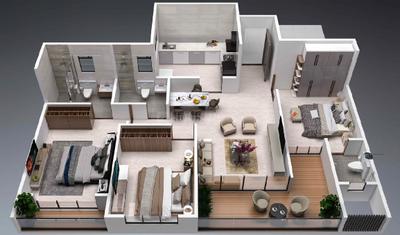 Floor Plan Image of 1020 Sq.ft 2 BHK Apartment / Flat for sale in Gandharv Gokulam, Hadapsar Pune for Rs. 10500000