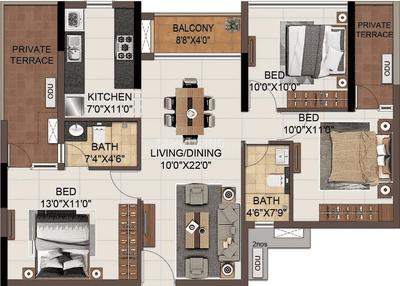 Image of 3311 Sq.ft 4 BHK Villa for sale in Navalur, Chennai for Rs. 20700000