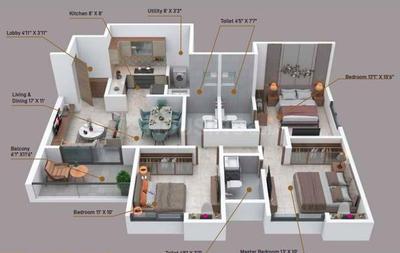 Image of 995 Sq.ft 2 BHK Apartment / Flat for sale in Sukhwani Verde, Undri, Pune for Rs. 6000000