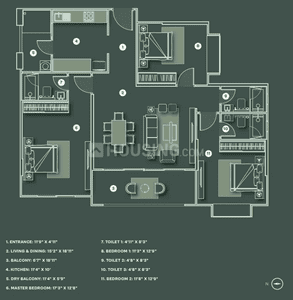 Image of 1740 Sq.ft 3 BHK Apartment / Flat for sale in The Reserve, Mundhwa, Pune for Rs. 21200000