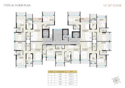 Floor Plan Image of 787 Sq.ft 2 BHK Apartment / Flat for sale in Omnetra Malad Vrindavan CHSL, Malad West Mumbai for Rs. 18500000