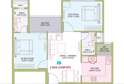 Image of 1242 Sq.ft 3 BHK Apartment / Flat for sale in Bramhacorp August Towers, Wadgaon Sheri, Pune for Rs. 11000000