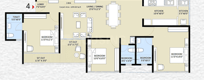 Image of 1483 Sq.ft 3 BHK Apartment / Flat for sale in Ruhi Hill Crestt, Kothrud, Pune for Rs. 17300000