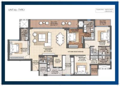 Image of 2250 Sq.ft 4 BHK Apartment / Flat for sale in Valencia Towers Phase 2, Gomti Nagar, Lucknow for Rs. 27312500