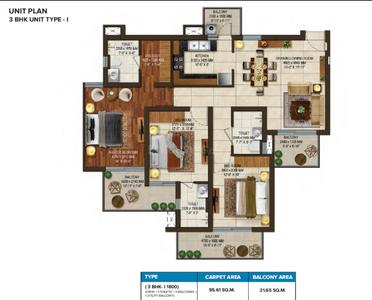 Image of 1800 Sq.ft 3 BHK Apartment / Flat for sale in Stellar One Phase III, Noida Extension, Greater Noida for Rs. 17500000