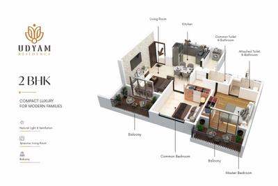 Image of 922 Sq.ft 2 BHK Apartment / Flat for sale in Chinchwad, Pune for Rs. 8200000