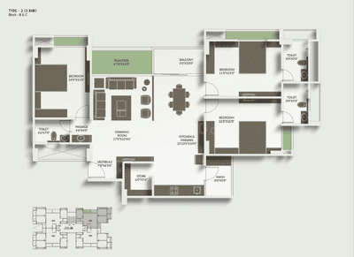 Image of 2520 Sq.ft 3 BHK Apartment / Flat for sale in Unique Luxuria, Gota, Ahmedabad for Rs. 17800000