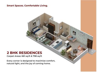 Image of 1117 Sq.ft 2 BHK Apartment / Flat for sale in Vision Placidia, Akurdi, Pune for Rs. 8500000