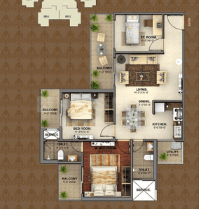 Image of 1200 Sq.ft 2 BHK Apartment / Flat for rent in Mahagun Mantra I, Noida Extension, Greater Noida for Rs. 25000