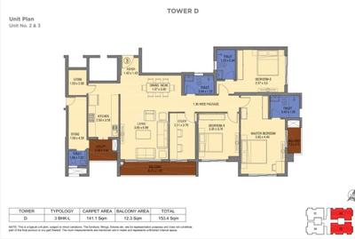 Image of 2028 Sq.ft 3.5 BHK Apartment / Flat for sale in Tata Avenida, New Town, Kolkata for Rs. 36000000