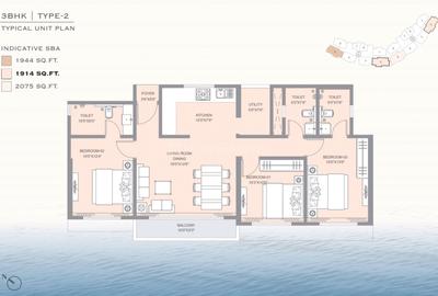 Image of 1944 Sq.ft 3 BHK Apartment / Flat for sale in Kaavyaratna Reva, Gujarat International Finance Tec City, Gandhinagar for Rs. 20000000