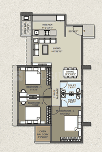 Image of 1087 Sq.ft 3 BHK Apartment / Flat for sale in Akurli, Navi Mumbai for Rs. 12000000