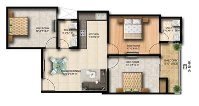 Image of 1450 Sq.ft 3 BHK Apartment / Flat for sale in Trinity Prime, Noida Extension, Greater Noida for Rs. 7000000