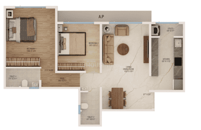 Image of 700 Sq.ft 2 BHK Apartment / Flat for sale in Dream Nityanand Cosmopolitan CHSL, Thane West, Thane for Rs. 16200000