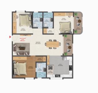 Image of 1593 Sq.ft 3 BHK Apartment / Flat for sale in TRU Aquapolis, Varthur, Bengaluru for Rs. 27000000