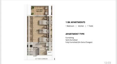 Image of 580 Sq.ft 1 BHK Apartment / Flat for sale in Omega City, Bhago Majra, Mohali for Rs. 2500000