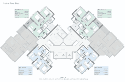 Image of 632 Sq.ft 2 BHK Apartment / Flat for sale in Raheja Lunaris 1 Callisto, Juinagar, Navi Mumbai for Rs. 11200000