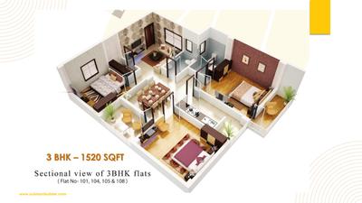 Image of 1520 Sq.ft 3 BHK Builder Floor for sale in Padhansahi, Bhubaneswar for Rs. 8056000