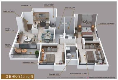Image of 1100 Sq.ft 2 BHK Apartment / Flat for sale in Sukhwani Verde, Undri, Pune for Rs. 5800000