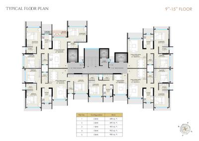 Floor Plan Image of 787 Sq.ft 2 BHK Apartment / Flat for sale in Omnetra Malad Vrindavan CHSL, Malad West Mumbai for Rs. 18500000