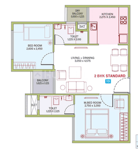 Image of 1242 Sq.ft 3 BHK Apartment / Flat for sale in Bramhacorp August Towers, Wadgaon Sheri, Pune for Rs. 11000000