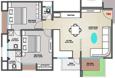 Image of 1251 Sq.ft 2 BHK Apartment / Flat for sale in Shree Prestige Milaar, Pal Gam, Surat for Rs. 5440000