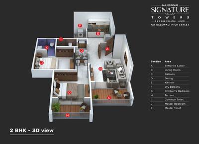 Image of 1620 Sq.ft 3 BHK Apartment / Flat for sale in Majestique Signature Towers, Baner, Pune for Rs. 22700000