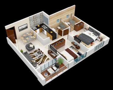 Floor Plan Image of 1184 Sq.ft 2 BHK Apartment / Flat for sale in Bandra East Mumbai for Rs. 42900000