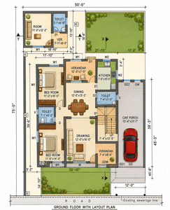 Floor Plan Image of 3750 Sq.ft 3 BHK Villa for sale in Sundarpada Bhubaneswar for Rs. 36500000