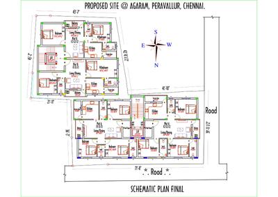 Floor Plan Image of 1275 Sq.ft 3 BHK Apartment / Flat for sale in Perambur Chennai for Rs. 14955000