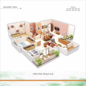 Image of 1450 Sq.ft 3 BHK Apartment / Flat for sale in Besa, Nagpur for Rs. 5300000