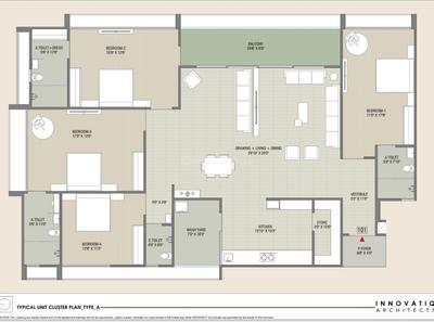 Floor Plan Image of 1889 Sq.ft 4 BHK Apartment / Flat for sale in Rudra The Sun, Nikol Ahmedabad for Rs. 20000000