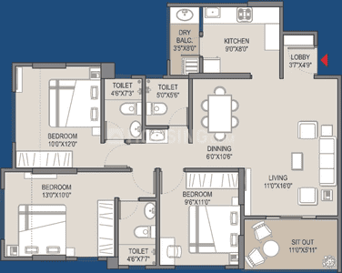 Image of 1013 Sq.ft 2 BHK Apartment / Flat for sale in Shree Nivasa Elevia Phase II, Mundhwa, Pune for Rs. 7000000