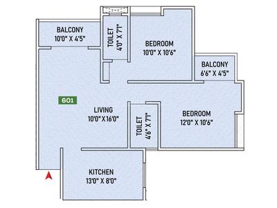 Image of 1090 Sq.ft 2 BHK Apartment / Flat for sale in Anshul Unity Towers, Handewadi, Pune for Rs. 5000000