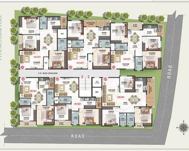 Floor Plan Image of 1300 Sq.ft 3 BHK Apartment / Flat for sale in Hebbal Kempapura Bengaluru for Rs. 9553000