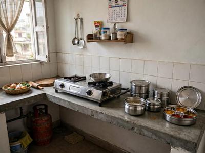 Kitchen Image of 650 Sq.ft 1 BHK Apartment / Flat for sale in Nirmal Block- B Rishikesh for Rs. 3000000