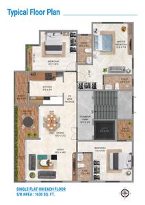 Image of 1630 Sq.ft 3 BHK Apartment / Flat for sale in Vayusena Nagar, Nagpur for Rs. 7500000