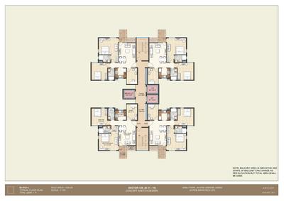 Image of 1374 Sq.ft 2.5 BHK Apartment / Flat for sale in Jaypee Krescent Homes, Sector 129, Noida for Rs. 9600000