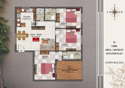 Image of 1249 Sq.ft 3 BHK Apartment / Flat for sale in Tambaram, Chennai for Rs. 8430750