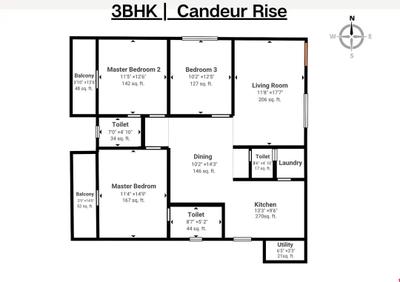Image of 1560 Sq.ft 3 BHK Apartment / Flat for sale in Candeur Rise, Varthur, Bengaluru for Rs. 14800000