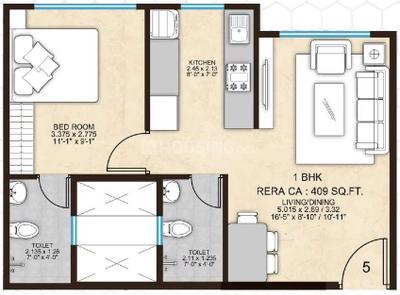 Image of 530 Sq.ft 1 BHK Apartment / Flat for sale in Agastya Courtyard 9, Vikhroli East, Mumbai for Rs. 9000000
