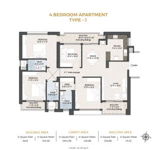 Image of 1800 Sq.ft 3 BHK Apartment / Flat for sale in DN Pallaciya, Patia, Bhubaneswar for Rs. 20200000