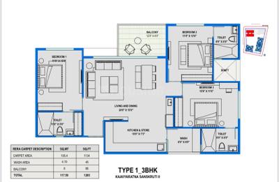 Image of 1800 Sq.ft 3 BHK Apartment / Flat for sale in Kudasan, Gandhinagar for Rs. 11500000